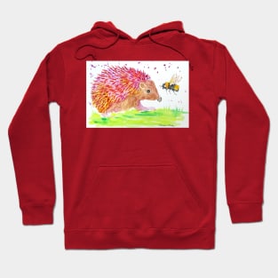 Cute Pink hedgehog and Bee Hoodie